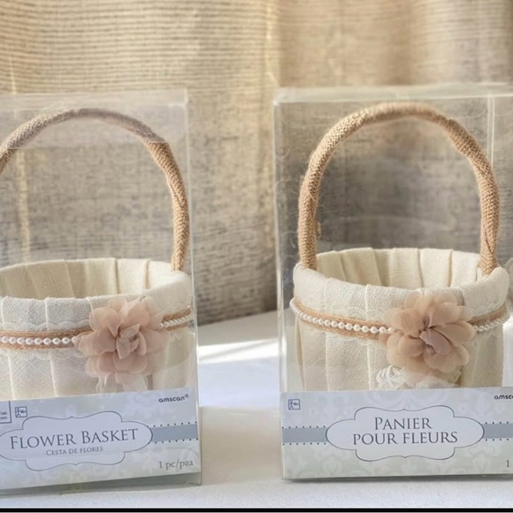 Amscan Other - Ivory Flower Girl Basket Wedding Pearl Ribbon Floral Ceremony Basket